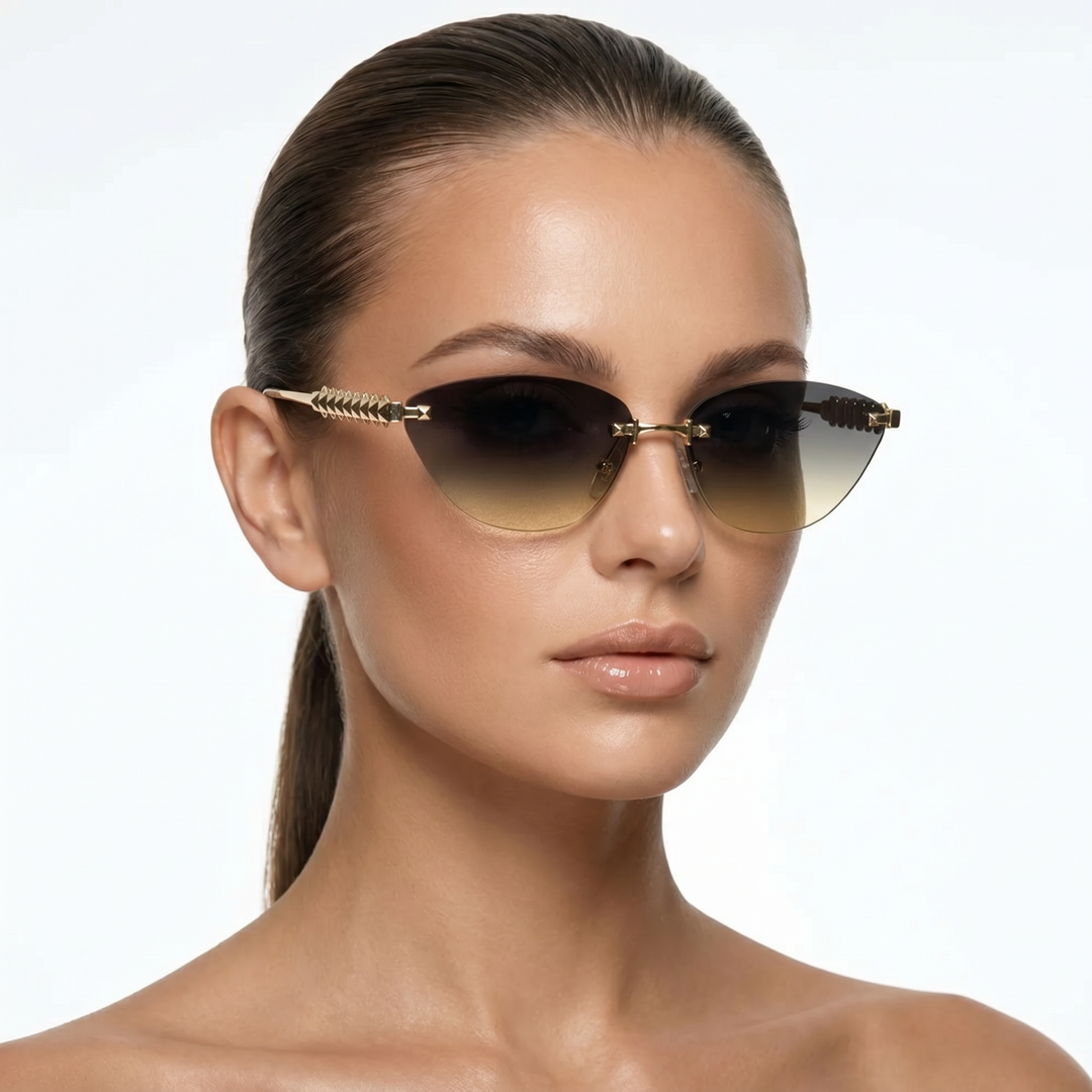 Seraphine Shades — Onyx Gold (model front)