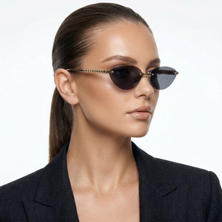 Seraphine Shades — Onyx Gold (model three-quarter right)
