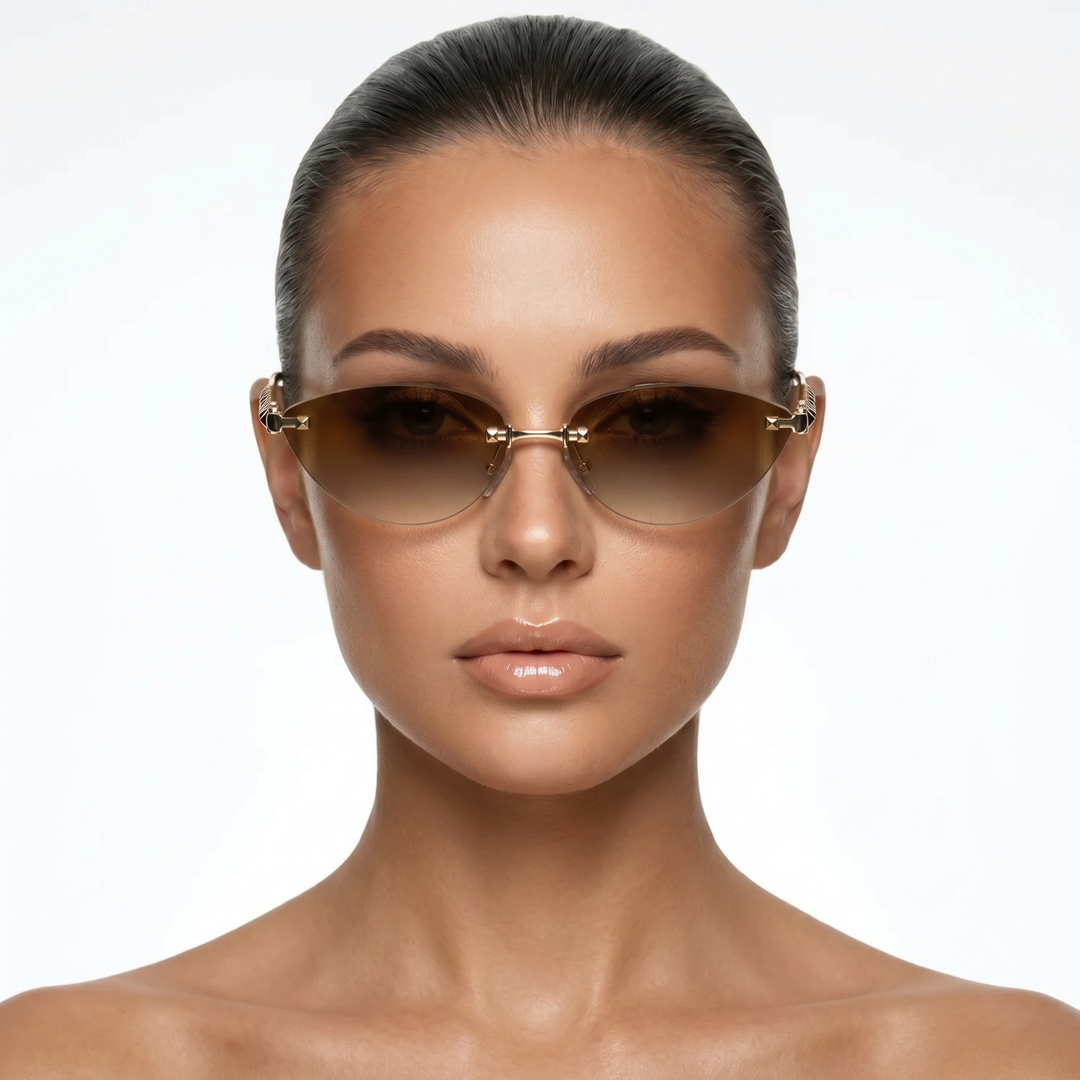 Seraphine Shades — Amber Gold (model front)