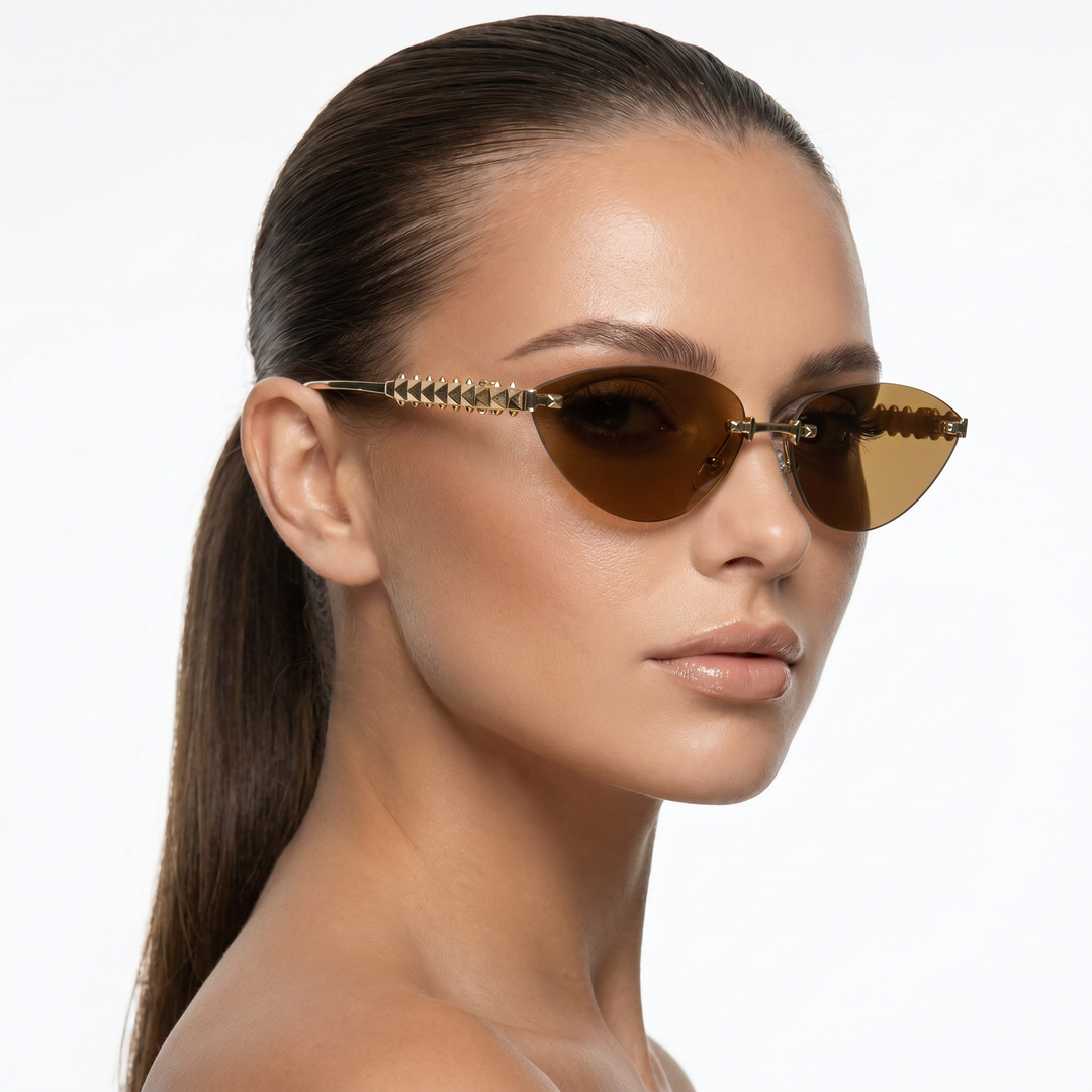 Seraphine Shades — Amber Gold (model three-quarter left)