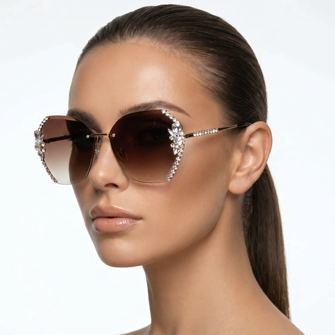 Vesper Shades — Espresso Amber (model three-quarter left)