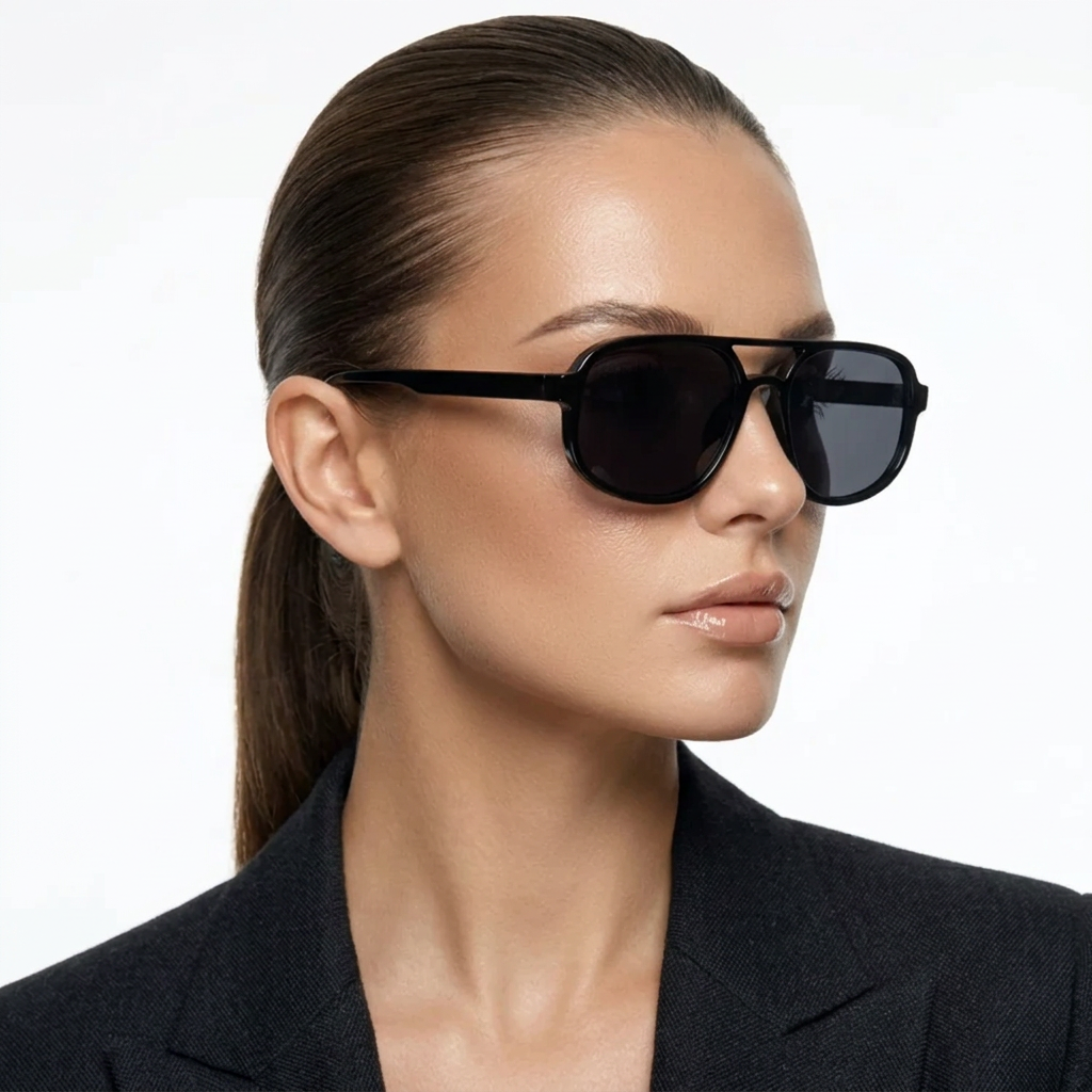 Verona Shades — Onyx Black model three-quarter