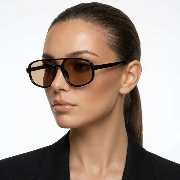 Verona Shades — Mocha Tortoise model three-quarter
