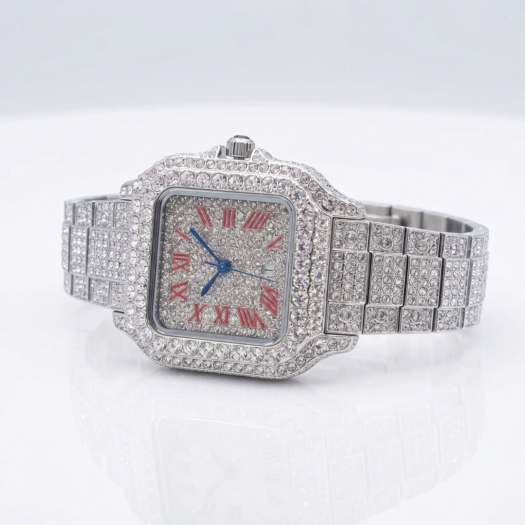 Étoile Iced Watch — Crimson Crystal, studio shot
