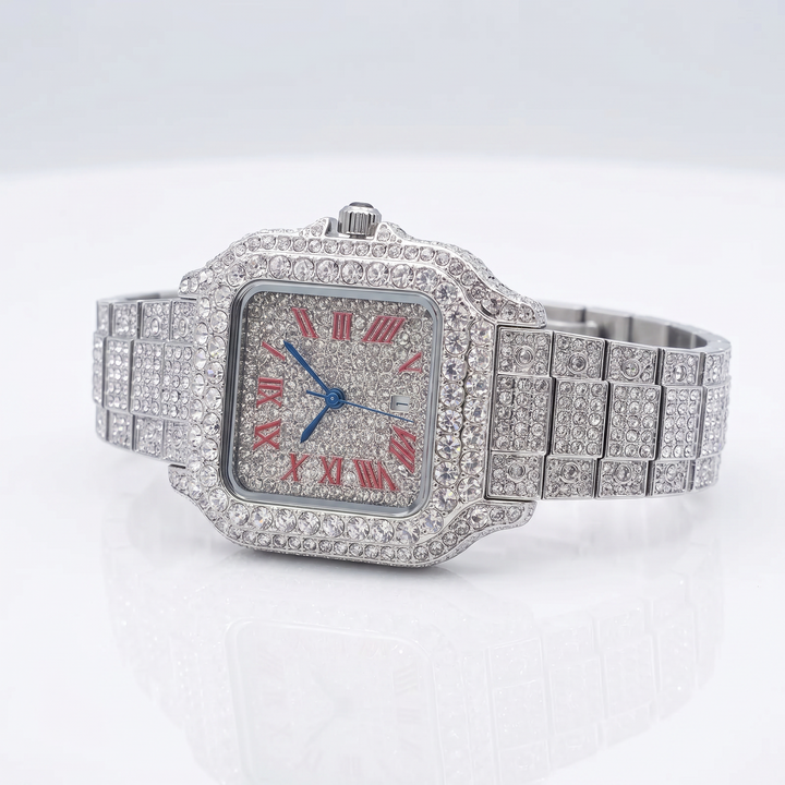 Étoile Iced Watch — Crimson Crystal, studio shot