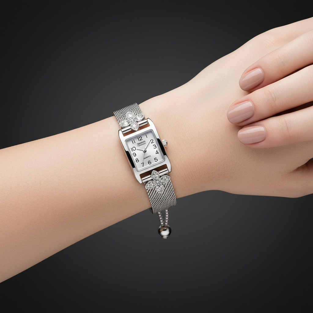 Aurelia Watch Silver on wrist