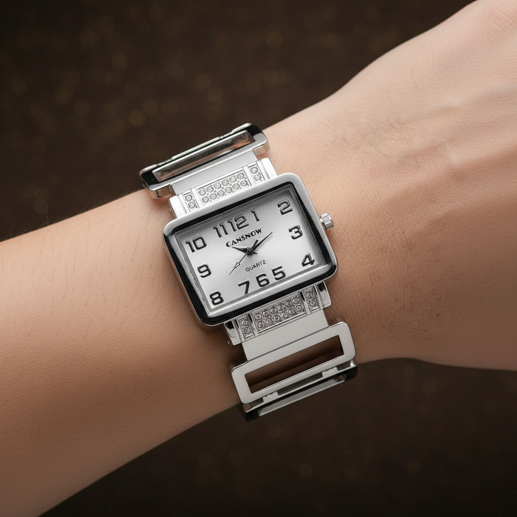 Lumière Watch Silver White on wrist