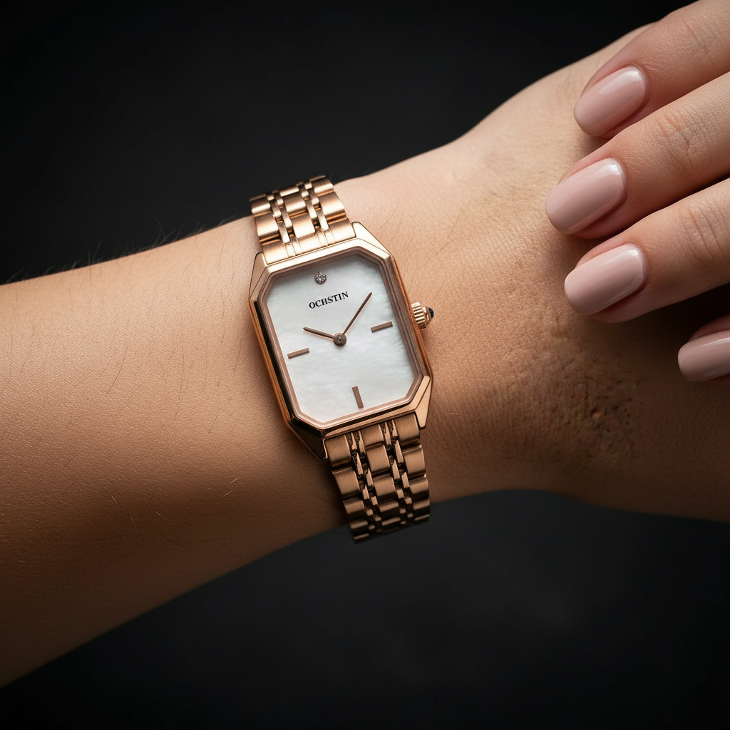 Solene Watch Blanc Aurora on wrist