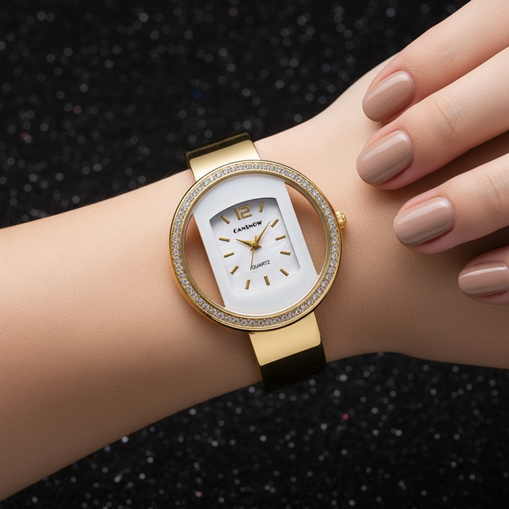 Solene Watch Champagne Frost on wrist