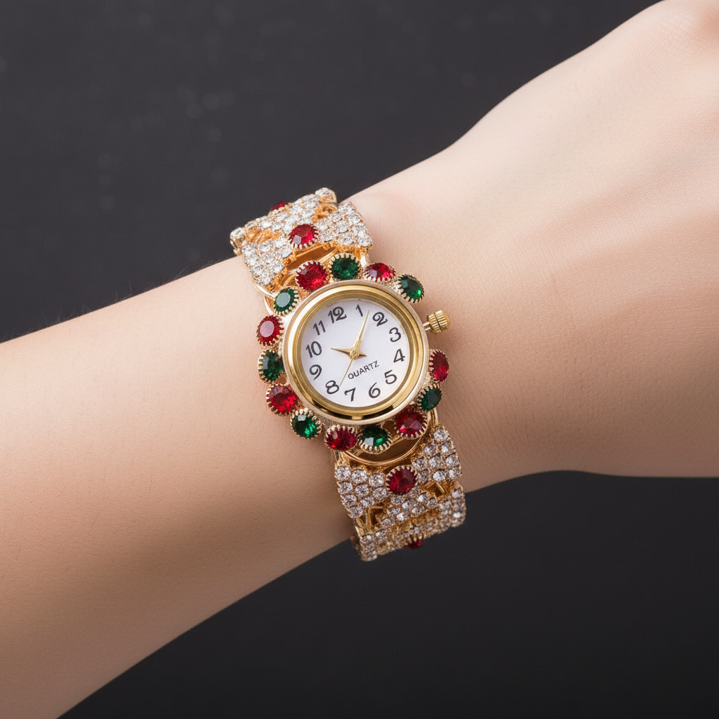 Solene Watch in Prismatic Crystal — on wrist