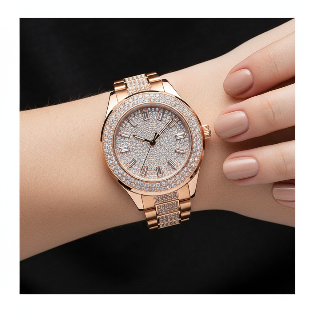 Solene Watch - Rosé Brilliance on wrist