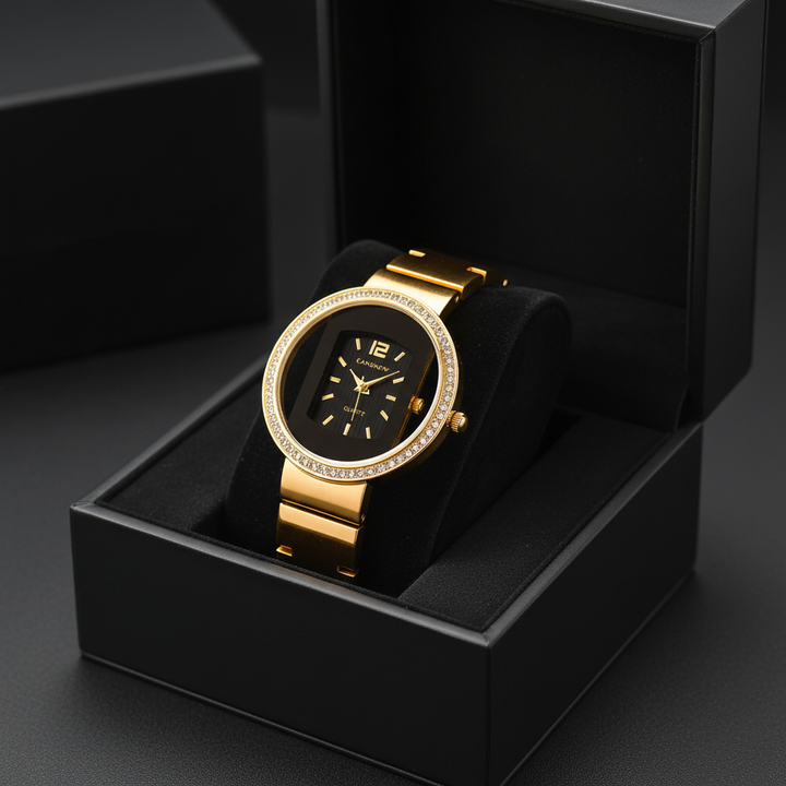 Solene Watch Gold Black in gift box