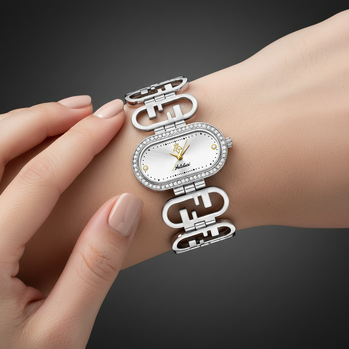 Solene Watch in Pearl Frost - on wrist