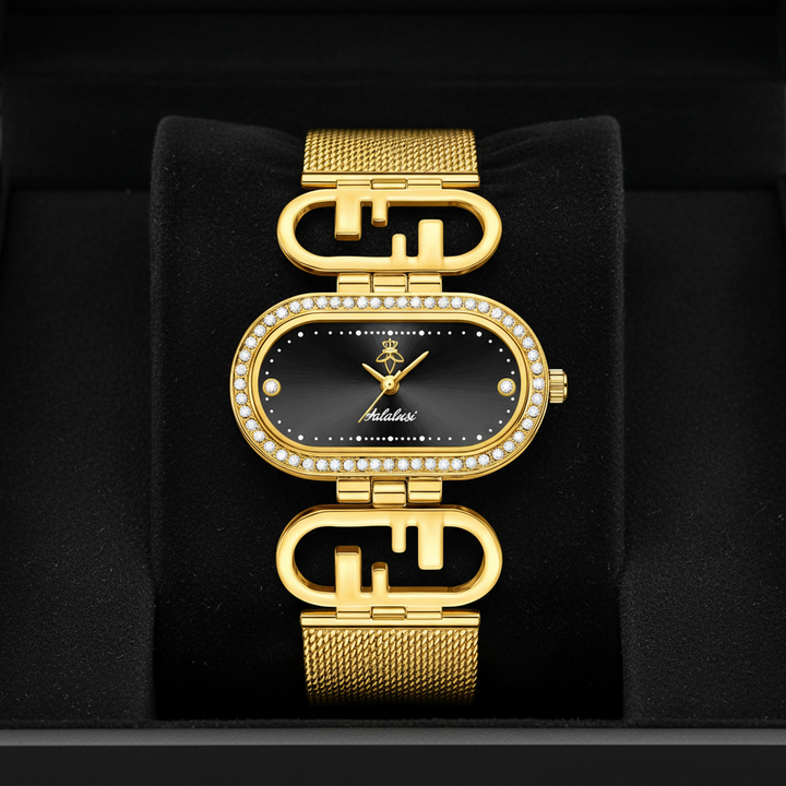 Solene Watch in Golden Onyx - gift box