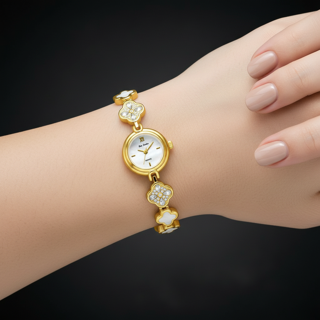 Solène Watch Ivory Gilt on wrist