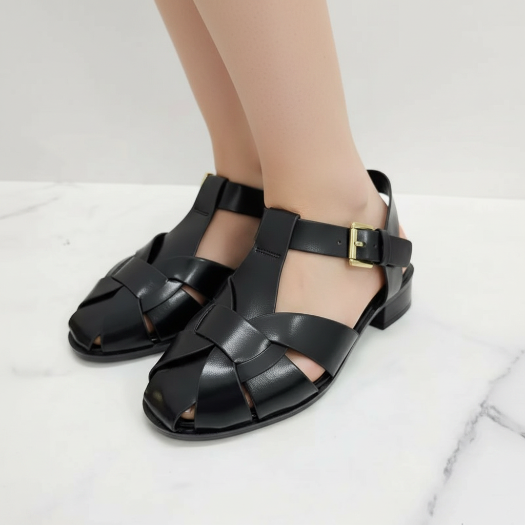 Belle Sandals in Noir Eclipse — onfoot_b