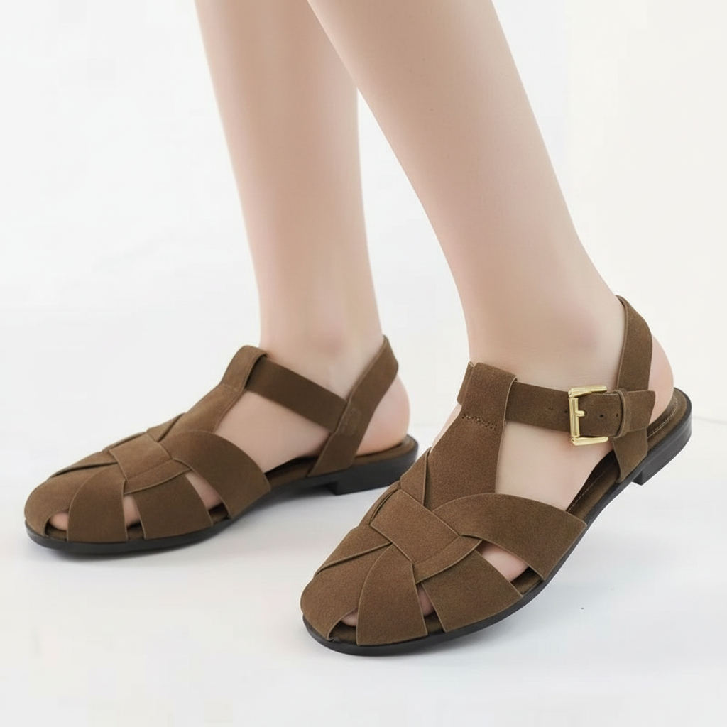 Belle Sandals in Cognac Veil — onfoot_b