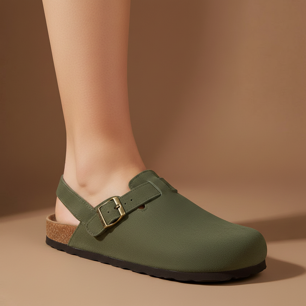 Brillance Mules in Cypress — onfoot_a