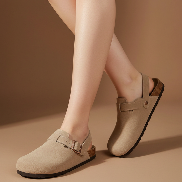 Brillance Mules in Taupe — onfoot_a