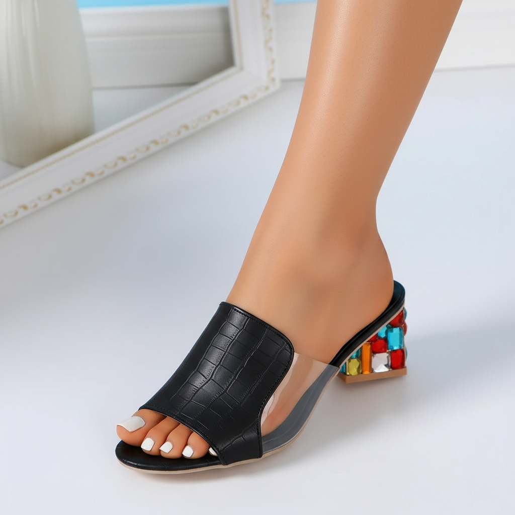 Estelle heeled sandals in Black — onfoot_b
