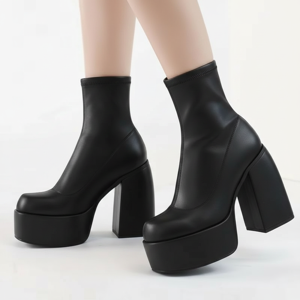 Coralie ankle boots in Onyx — onfoot_b