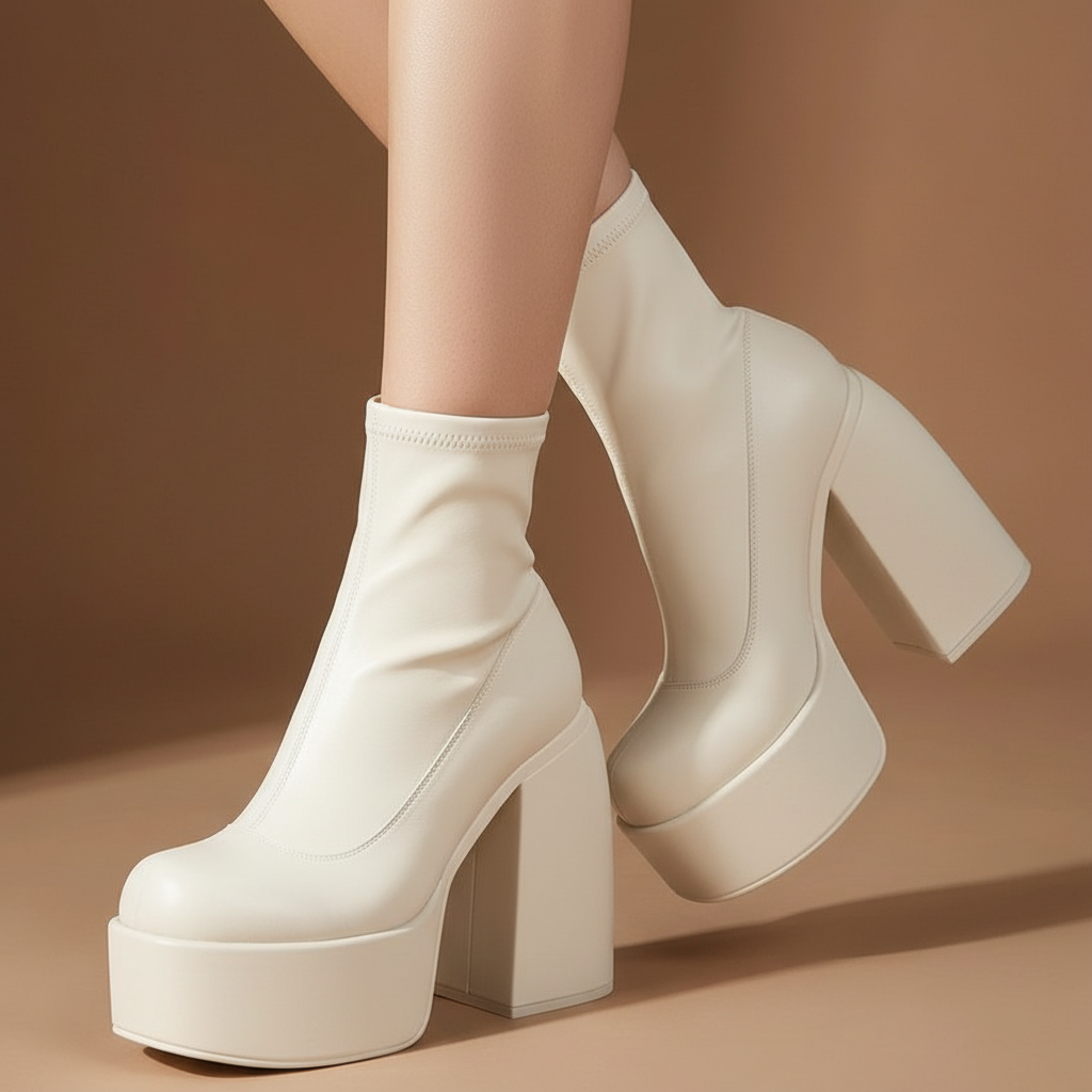 Coralie ankle boots in Alabaster — onfoot_a