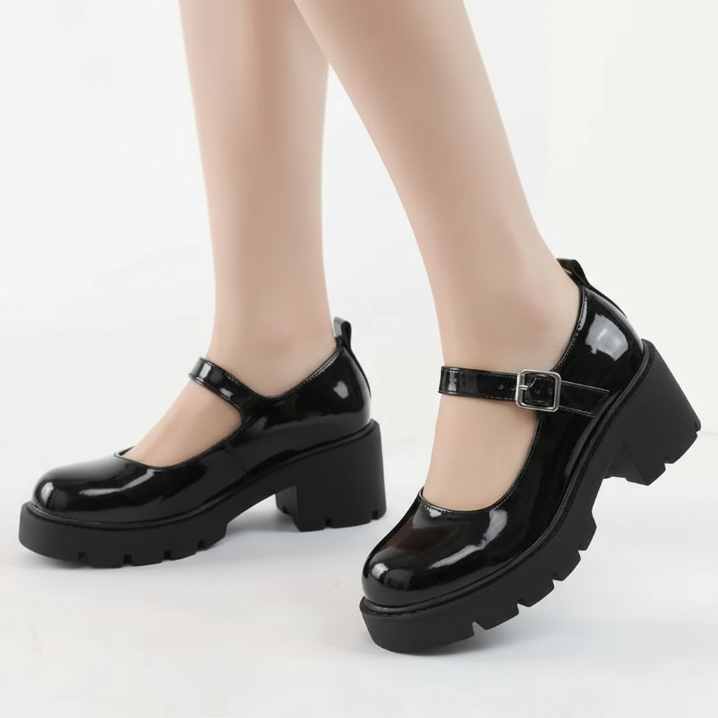 Opaline Mary Jane Pumps in Onyx — onfoot_b