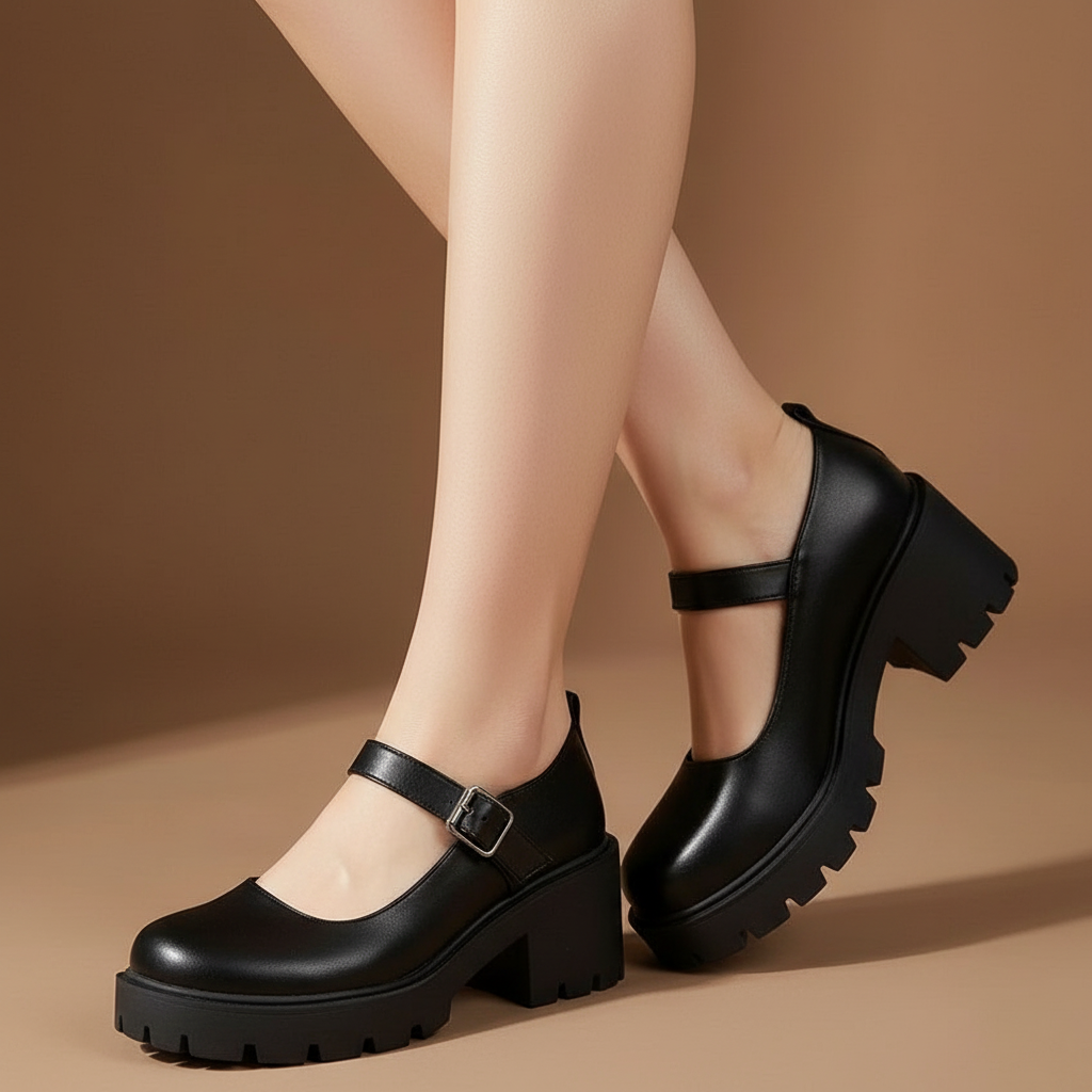 Opaline Mary Jane Pumps in Matte Black — onfoot_a