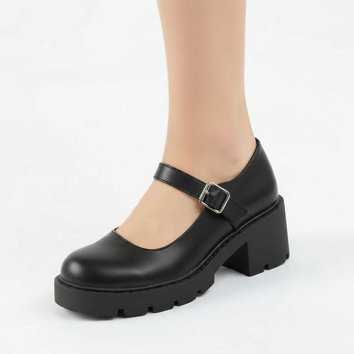 Opaline Mary Jane Pumps in Matte Black — onfoot_b